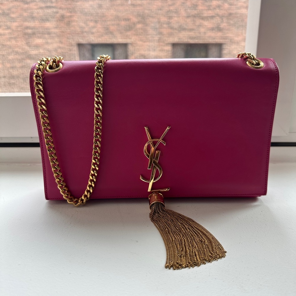YSL KATE LEATHER TRIMMED BAG
